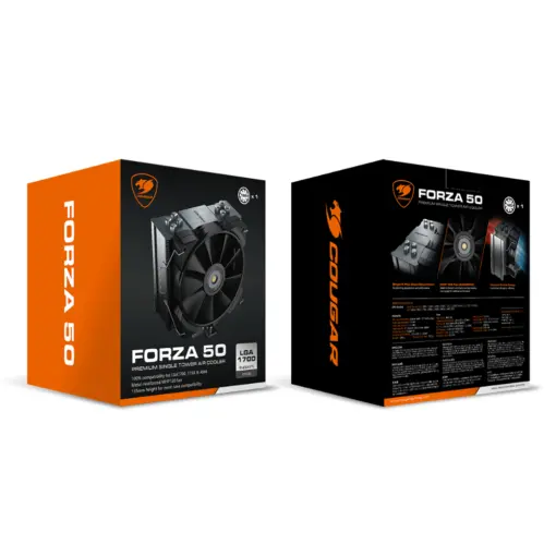 COUGAR FORZA 50 Premium Single Tower Air Cooler, 4 Heat Pipes, HDT Technology, MHP120 High Performance Fan, 2000 RPM, Supports Intel LGA 1851/1700/1200/2066/2011/115X/1366/AMD AM5/AM4/AM3+/AM3/AM2+/AM2/FM2/FM1 - Image 6