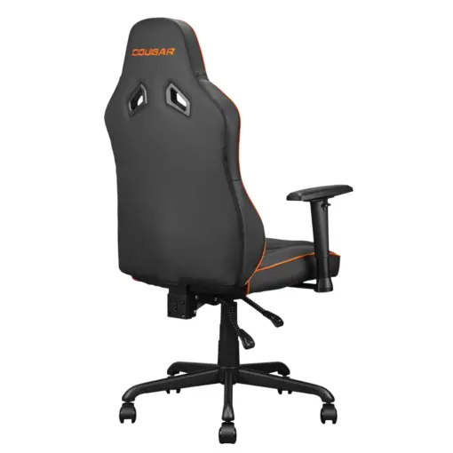 COUGAR FUSION S Ergonomic Gaming Chair, Breathable PVC Faux Leather, Metal 5-Star Base, Built-in 3D Curved Lumbar Support, Adjustable Armrest, Class 4 Gas Lift Cylinder, 120kg Capacity - Black/Orange - Image 4