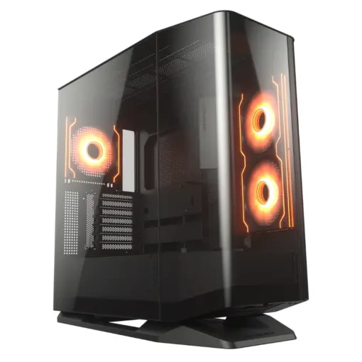 COUGAR FV270 RGB E-ATX Mid Tower PC Case, 420mm GPU Supported, Built-in ARGB PWM Fans, Breathe Streams, Prism of Light, RGB Hub, Filter Guard, Tool-Less Bracket, Center Stage, Cable Management - Black