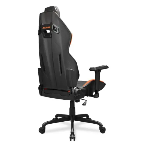 COUGAR HOTROD Ergonomic and Comfortable Gaming Chair with Head and Lumbar Support, Steel Frame and Base, Reclining Backrest, Tilt Mechanism, Noise-reducing Casters, Premium Hyper-dura Leatherette, 3D Armrest - Black/Orange - Image 3