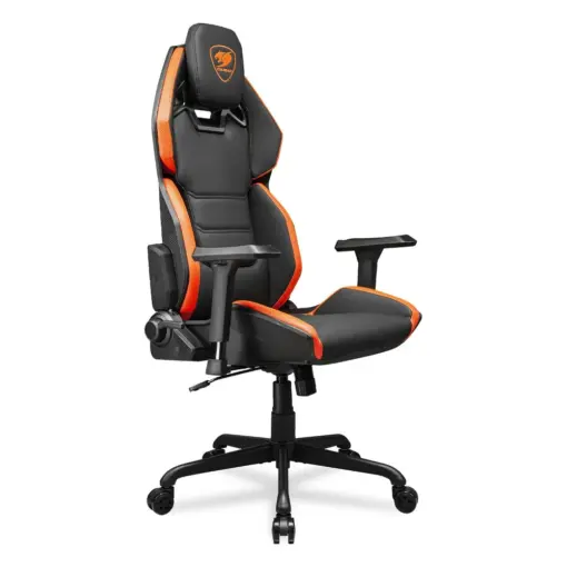 COUGAR HOTROD Ergonomic and Comfortable Gaming Chair with Head and Lumbar Support, Steel Frame and Base, Reclining Backrest, Tilt Mechanism, Noise-reducing Casters, Premium Hyper-dura Leatherette, 3D Armrest - Black/Orange - Image 5