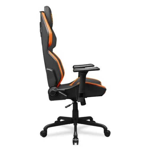 COUGAR HOTROD Ergonomic and Comfortable Gaming Chair with Head and Lumbar Support, Steel Frame and Base, Reclining Backrest, Tilt Mechanism, Noise-reducing Casters, Premium Hyper-dura Leatherette, 3D Armrest - Black/Orange - Image 6