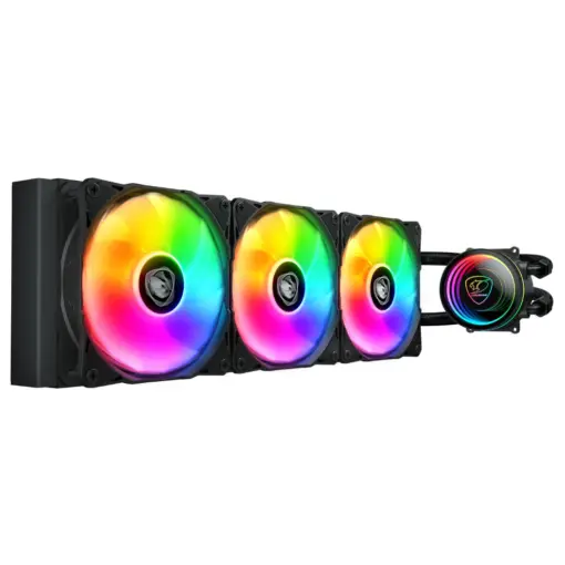 COUGAR POSEIDON ELITE 360 ARGB AIO Liquid Cooler with Infinity Mirror Design, "UTTERIGHT" Fins Design, Rotatable Pump Head, 3x ARGB Fans, Supports Intel LGA1851/LGA1700/LGA1200/LGA115X/LGA1366/AMD AM5/AM4/AM3/AM2/FM2/FM1 - Image 2