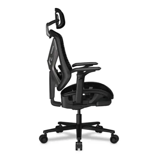 COUGAR SPEEDER Gaming/Office Racing-inspired Ergonomic Chair, 3D Hyper Rotation Armrest & Adjustable Headrest, Premium Chenille Yarn Mesh Fabric, Retractable Footrest - Black - Image 3