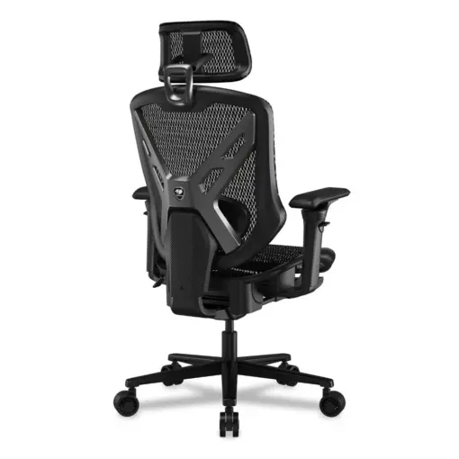 COUGAR SPEEDER Gaming/Office Racing-inspired Ergonomic Chair, 3D Hyper Rotation Armrest & Adjustable Headrest, Premium Chenille Yarn Mesh Fabric, Retractable Footrest - Black - Image 4