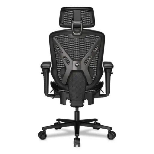 COUGAR SPEEDER Gaming/Office Racing-inspired Ergonomic Chair, 3D Hyper Rotation Armrest & Adjustable Headrest, Premium Chenille Yarn Mesh Fabric, Retractable Footrest - Black - Image 5