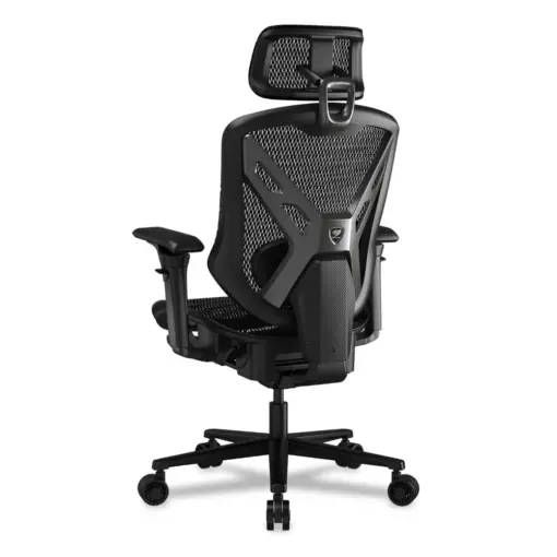 COUGAR SPEEDER Gaming/Office Racing-inspired Ergonomic Chair, 3D Hyper Rotation Armrest & Adjustable Headrest, Premium Chenille Yarn Mesh Fabric, Retractable Footrest - Black - Image 6