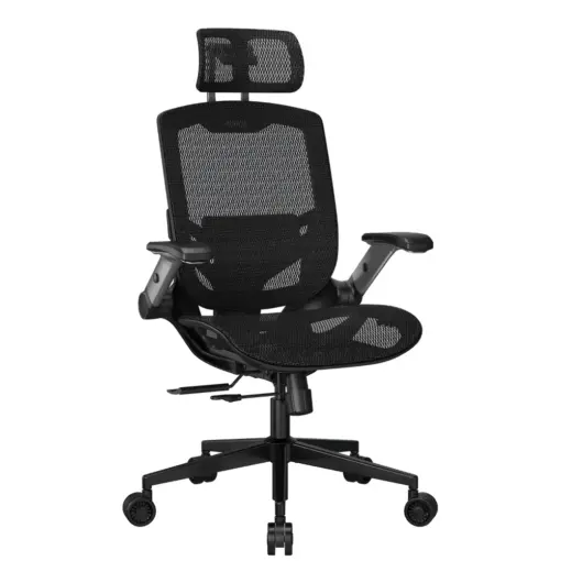 COUGAR SPEEDER ONE Gaming/Office Racing-inspired Ergonomic Chair, 2D Folding Armrest & Adjustable Headrest, Breathable Mesh Fabric, Lumbar Support and Seat Depth - Black - Image 2