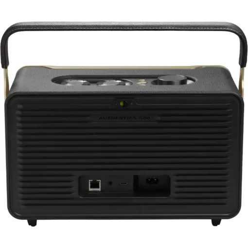 JBL Authentics 300 - Retro Style Wireless Bluetooth/WiFi Home Speaker, Built in Battery (4800mAh), Music Streaming Services via Built-in Wi-Fi, Built in Alexa and Google Assistant - Black/Gold - Image 2