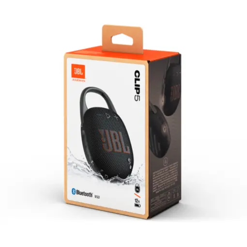 JBL CLIP5 Bluetooth Speaker, USB C Charging, IP67 Dustproof, Waterproof, App Compatible, Carabiner Structure, Passive Radiator Included, Portable - Black - Image 7