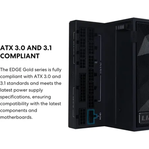 Lian Li Edge 850W Full Modular Power Supply 80+ Gold - ATX 3.1 - PCIE 5.1 Support - 12V-2x6 Connector - L-Shape Design for Dual Chamer Case - Without USB/Fan Hub - Black - Free Shipping - Image 4