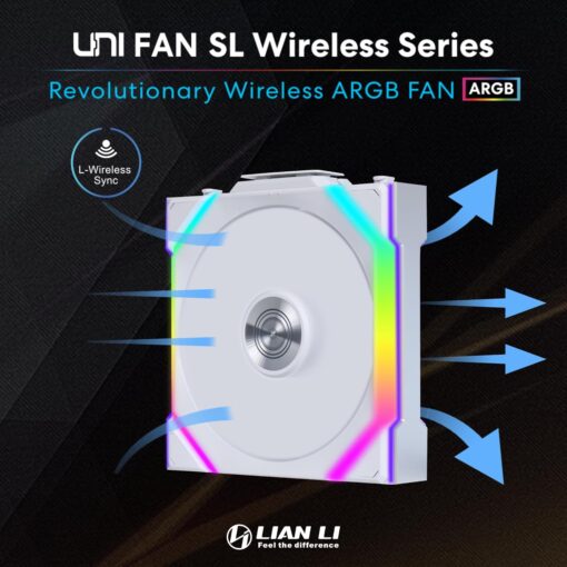 Lian Li UNI Fan SL120 Wireless - Triple Pack (Reverse Blade) - White - Image 3