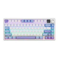 AULA F75 MAX Wireless Mechanical Keyboard, TFT Screen and Knob, 75% Gasket Hot Swappable Custom Keyboard - White Blue - LEOBOG Reaper Switch