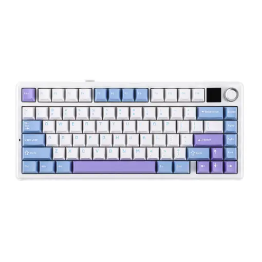 AULA F75 MAX Wireless Mechanical Keyboard, TFT Screen and Knob, 75% Gasket Hot Swappable Custom Keyboard - White Blue - LEOBOG Reaper Switch - Image 2