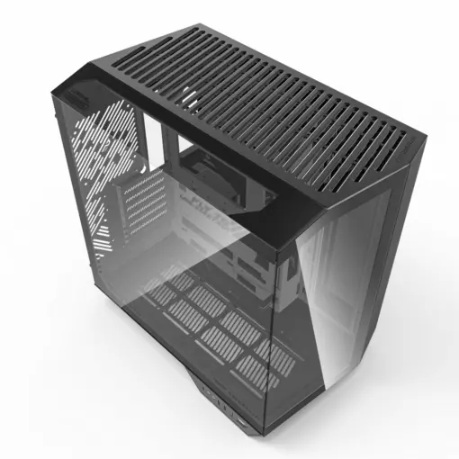 darkFlash DY470 Tempered Glass ATX PC Case, Three-sided Glass Panel View, 2x USB 3.0, 1x Gen 2 Type-C, Horizontal and Vertical PCIE Slots, Dual 360mm Radiators Support, Back-connect Motherboard Compatible - Black - Image 7