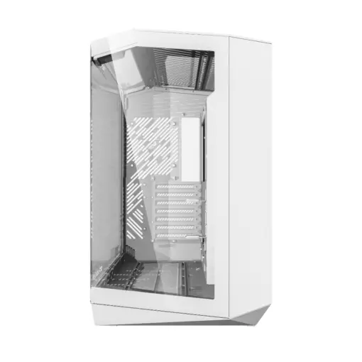 darkFlash DY470 Tempered Glass ATX PC Case, Three-sided Glass Panel View, 2x USB 3.0, 1x Gen 2 Type-C, Horizontal and Vertical PCIE Slots, Dual 360mm Radiators Support, Back-connect Motherboard Compatible, 4x ARGB Fans Included - White - Image 5