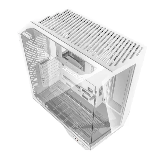 darkFlash DY470 Tempered Glass ATX PC Case, Three-sided Glass Panel View, 2x USB 3.0, 1x Gen 2 Type-C, Horizontal and Vertical PCIE Slots, Dual 360mm Radiators Support, Back-connect Motherboard Compatible, 4x ARGB Fans Included - White - Image 7