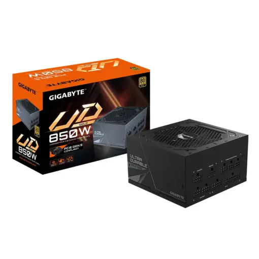 Gigabyte GP-UD850GM PG5 850W 80+ Gold Certified Fully Modular Power Supply, Support PCIe Gen 5.0, Compact Design, Ultra Durable Japanese Capacitors, 120mm Smart HYB Fan