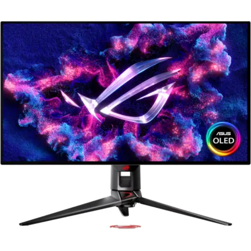 ASUS ROG Swift OLED PG32UCDP 32" Dual Mode WOLED Gaming Monitor, 4K 240Hz/FHD 480Hz, 0.03ms (GTG), G-SYNC Compatibility, Custom Heatsink, ASUS OLED Care, AI Assistant, VESA DisplayHDR 400, True Black, Uniform Brightness, 99% DCI-P3, True 10-bit Color, Type-C (90 W PD), DisplayWidget Center