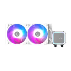 MSI MAG Coreliquid A13 240 AIO ARGB CPU Liquid Cooler - 240mm Radiator - LGA 1700/1851/AM5/AM4 Compatible - Dual 120mm ARGB PWM Fans - White