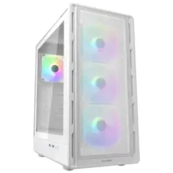 COUGAR AIRFACE PURE RGB ATX Mid Tower PC Case, White - 4x Pre-installed Fans