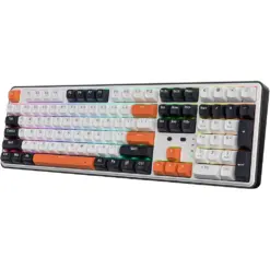Redragon K689 PRO Wireless Gasket RGB Gaming Keyboard, 108 Keys, Extra 4 Hotkeys, Upgraded Hot-swappable Socket, 3-Layer Noise Dampening, Round PBT Keycaps, Custom Linear Switch - Black Tangerine