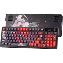 Redragon K719 PRO Wireless Gasket Gaming Keyboard, Hype Screen & Knob, 95 Keys, Easy-Control 1.14’’ TFT Info Display, 5-Layer Noise Dampening, Custom Linear Switch - Ember Queen