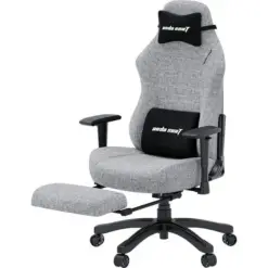 AndaSeat Luna Pro Fabric Large Gaming Chair with Footrest, Ergonomic Reclining, Computer Home Office Chair, Heavy Duty Neck & Back Lumbar Support - Gray Fabric