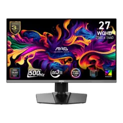MSI MAG 272QP QD-OLED X50 27-inch WQHD 500Hz Gaming Monitor, AMD FreeSync Premium Pro, HDMI, DisplayPort, Type-C, VESA Mountable, Tilt, Height Adjustable, 0.03ms (GtG), Black