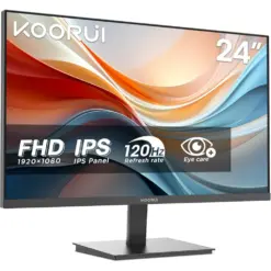 KOORUI E2411H 24-inch FHD IPS 120Hz, AMD FreeSync Premium Technology, Eye-care flicker-free, low blue, 99% sRGB, HDMI1.4+VGA, Office & Gaming Ready Monitor