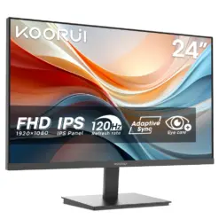 KOORUI E2411K 24-inch FHD IPS 144Hz, Free-sync Compatible, Eye-care: flicker-free, low blue, 99% sRGB, Eye Care, Ultra-Slim Frame, HDMI1.4+VGA, Office & Gaming Ready Monitor