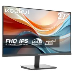KOORUI E2711K 27-inch FHD IPS 144Hz, Free-sync Compatible, 99% SRGB Color Gamut, Eye Care, Ultra-Slim Frame, HDMI1.4+VGA, Office & Gaming Ready Monitor