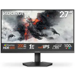 KOORUI G2711P 27-inch FHD Fast IPS 200Hz, 1ms (MPRT), Adaptive Sync,2x HDMI 2.0/1x DP 1.2HDR400, 99% sRGB Gaming Monitor