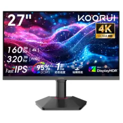 KOORUI G2741L 27-inch Dual Mode 4K 160Hz/FHD 320Hz 1ms, 100% sRGB, 1.07B colors, IPS Panel, HDR400, (DIC), Adaptive Sync, 2x HDMI 2.1/1x DP 1.4 Gaming Monitor
