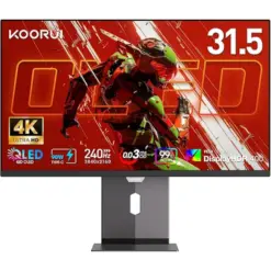 KOORUI S3241XO 32-inch OLED 4K 240Hz 0.03ms (GtG) 1.07B(10bit) HDR True Black 400 UHD QD-OLED Gaming Monitor, AMD FreeSync Premium Tilt/Pivot/Swivel/Height Adjustable Stand, 99% DCI-P3, HDR True Black 400, DisplayPort, HDMI, Type-C Gaming Monitor
