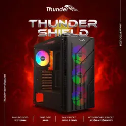 Thunder Shield TGC-2034 ATX Desktop Case, Front Mesh - 3x ARGB Fans Pre-Installed