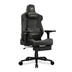 COUGAR ARMOR EVO M Gaming Racing-inspired Ergonomic Chair, Premium Breathable PVC Leather, 5D Adjustable Armrests, Retractable Footrest, Class 4 Gas Lift, Magnetic Memory Foam Neck Pillow/Lumbar Cushion - Gold - Free Shipping