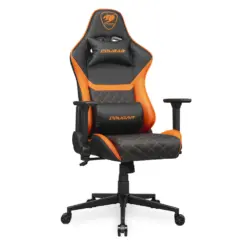 COUGAR ARMOR ONE V2 Gaming Racing-inspired Ergonomic Chair, Premium Breathable PVC Leather, 4D Folding Armrests, Neck Pillow/Lumbar Cushion, Additional Storage - Black/Orange - Free Shipping