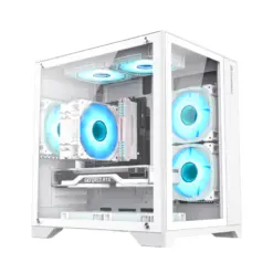 GameMax INFINITY Mini WH Gaming PC Case - Supports 7 ARGB Fans 2x Tempered Glass - White