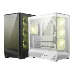 MSI MAG PANO 130R PZ ATX Panoramic Desktop Case, Supports Top/Side 360mm Radiator, Back-connect Motherboards, 4x ARGB Fan Pre-Installed - White