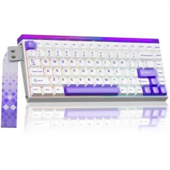 AULA HERO 84 HE Wired Mechanical Keyboard, 8K Polling Rate/128k Scanning Rate, 75% Gasket Hall Effect Hot Swappable Custom Keyboard - White Purple - Black Emperor Switch