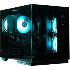 CrystalX Vortex Pro ATX Mid-Tower PC Gaming Case, Digital Display, Pre-installed 3x ARGB Infinity Fans - Black