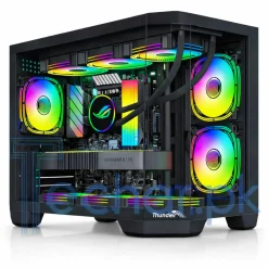 Thunder Spartan TGC-2142 microATX Panoramic Mid-Tower PC Gaming Case, 4x Pre-installed ARGB Fans
