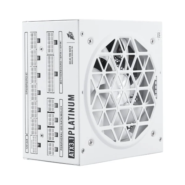 1STPLAYER NGDP ATX 3.1 PLATINUM Fully Modular 1000W Power Supply, 80 PLUS and Cybernetics Platinum Certified, ATX 3.1 and PCIe 5.1 Ready - White