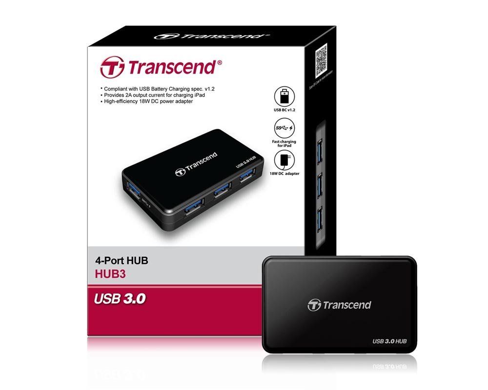 51zjpazvetl._sl1000_.jpg Transcend TS-HUB3K Information SuperSpeed USB 3.0 Hub - Image 1