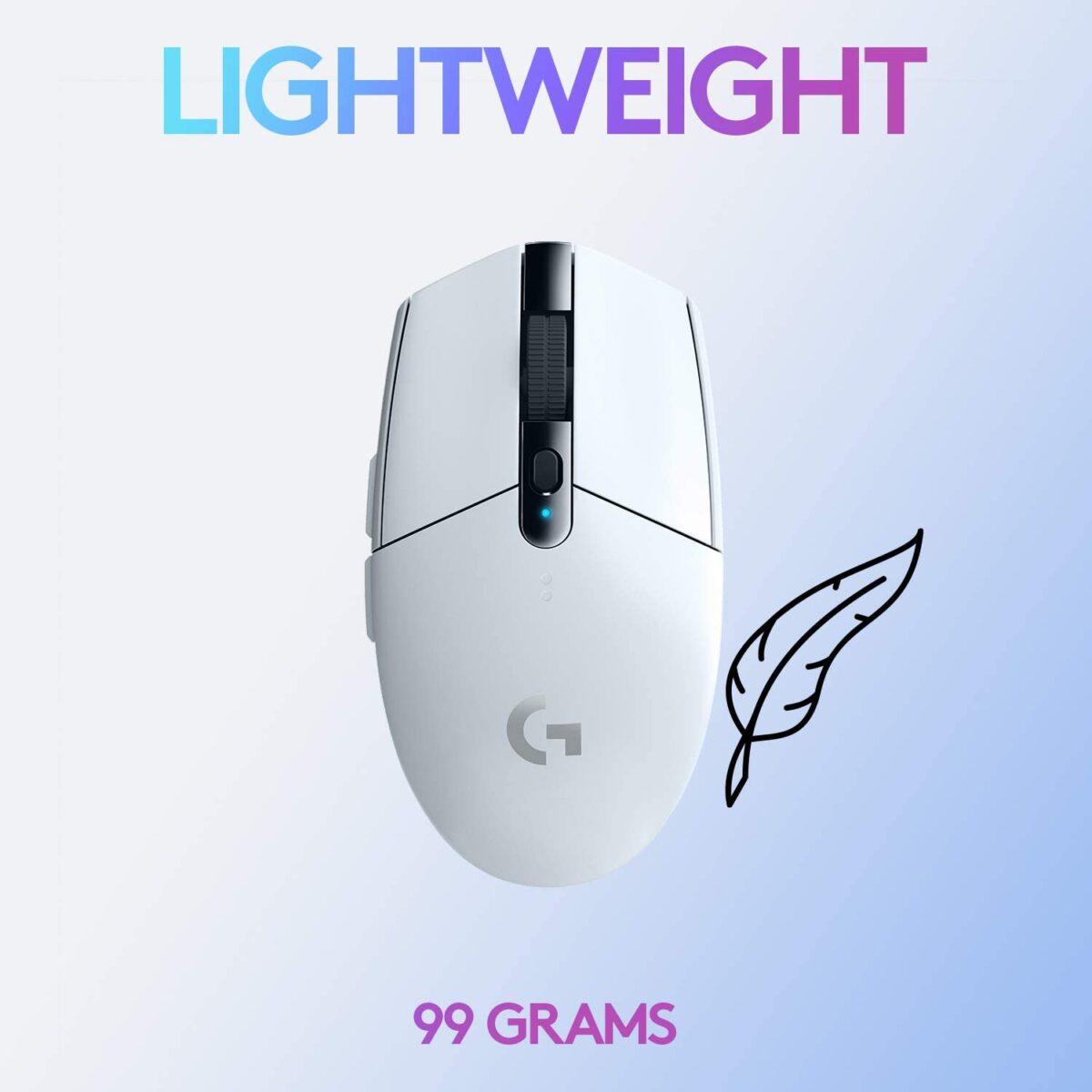 Logitech G305 LIGHTSPEED Wireless Gaming Mouse, Hero 12K Sensor, 12,000 DPI, Lightweight, 6 Programmable Buttons, 250h Battery Life, On-Board Memory, PC/Mac - White - Image 3