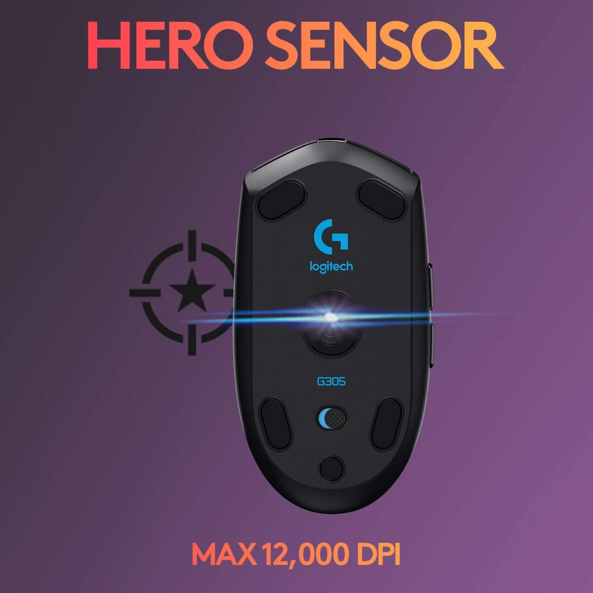 Logitech G305 LIGHTSPEED Wireless Gaming Mouse, Hero 12K Sensor, 12,000 DPI, Lightweight, 6 Programmable Buttons, 250h Battery Life, On-Board Memory, PC/Mac - Black - Image 5