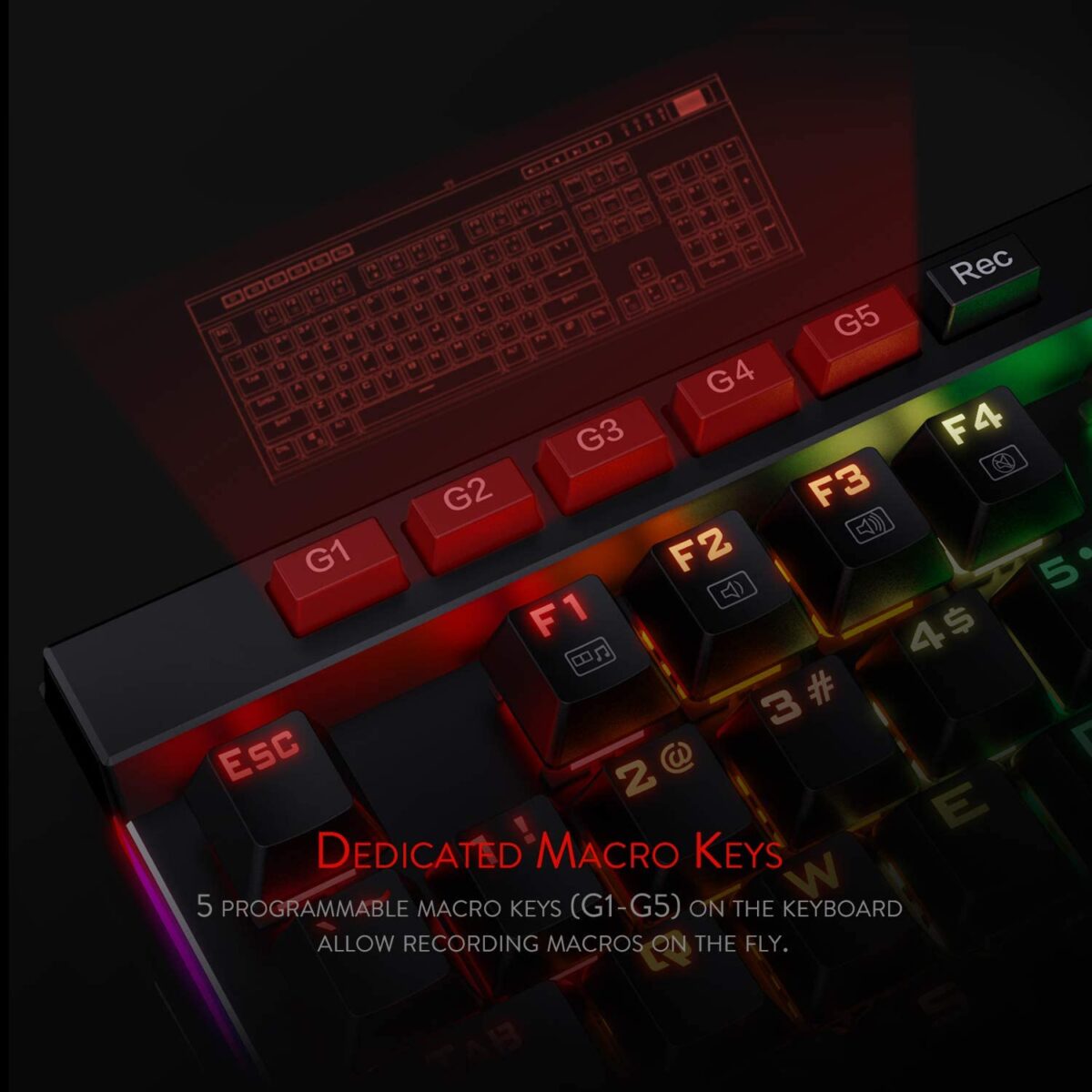 Redragon K580 VATA RGB LED Backlit Mechanical Gaming Keyboard - Blue Switches - Image 4