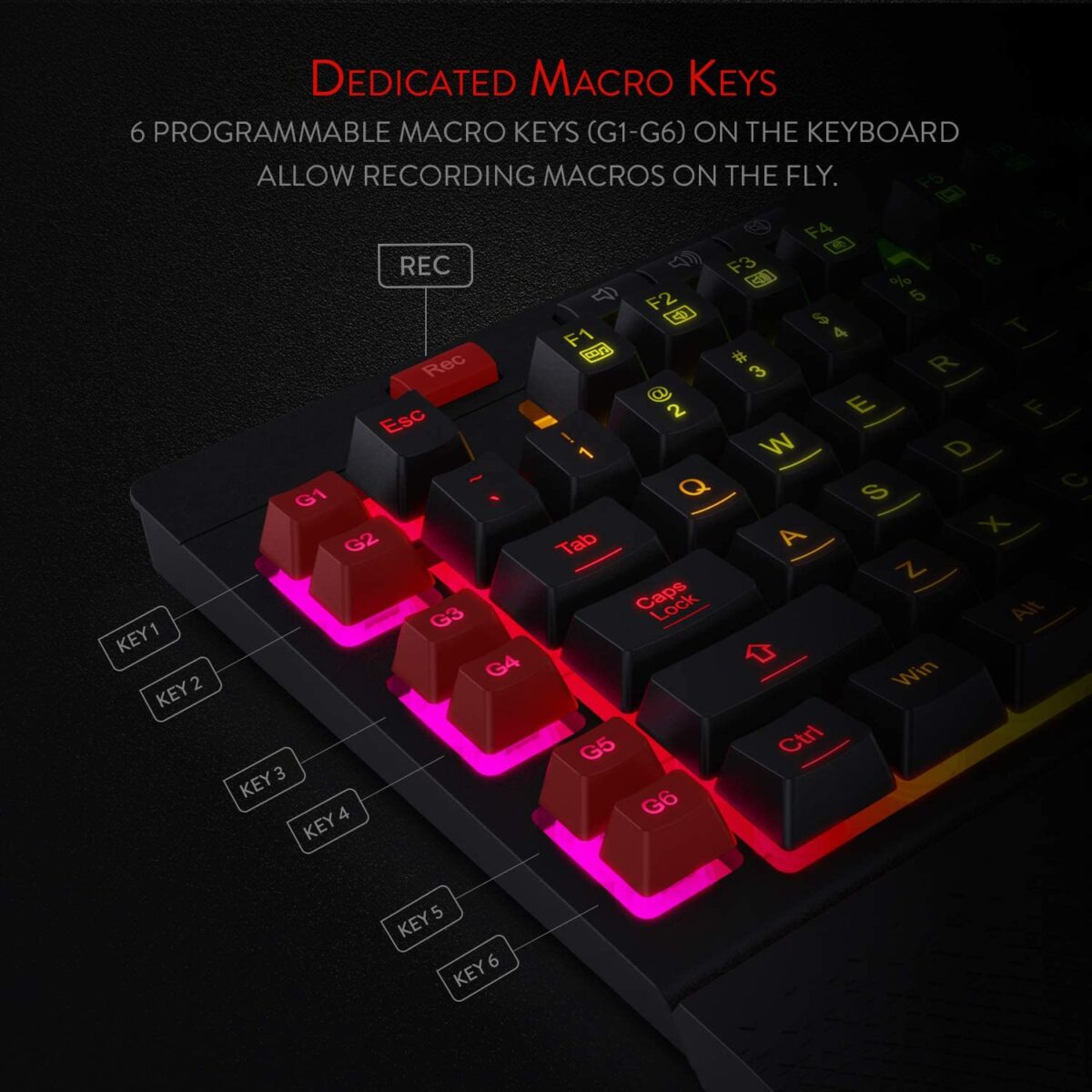 Redragon K512 Shiva RGB Backlit Membrane Gaming Keyboard - Image 6