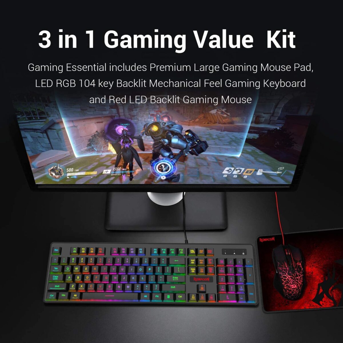 Redragon S107 Gaming Keyboard, Mouse and Mat (3 in 1 combo) - Image 2